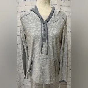 Columbia Women Gray Cotton Pullover kangaroo Pocket Hoodie Sweatshirt Size L thumbnail 2