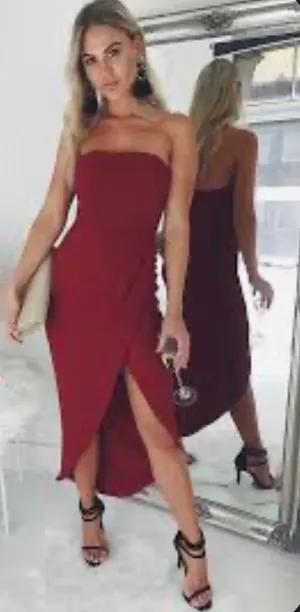UNBRANDED Plum Strapless Bandaeu Tube Dress thumbnail 1