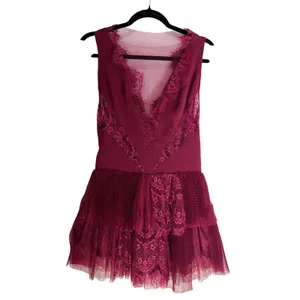 Free People Burgundy Lace Mini Dress Women’s Size 0 Sleeveless Boho thumbnail 8