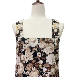 Abercrombie & Fitch Floral Linen Blend Mini Dress Brown Beige Roses Size Small thumbnail 8