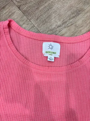Aerie Pink Waffle Knit Top tank thumbnail 2