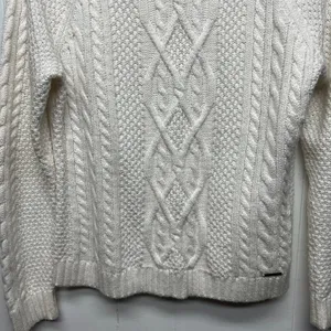 Abercrombie & Fitch Cable Knit Crew Neck Women's Fisherman Sweater Size Small thumbnail 5