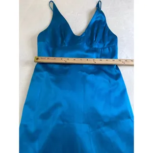 Amanda Uprichard Blue 100% Silk V-Neck Mini Dress Adjustable Straps Size S thumbnail 7