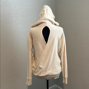 &merci Cream Hooded Sweater opens in back with side pockets thumbnail 2