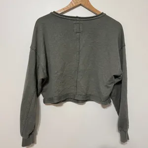 Aerie Cropped Crewneck Sweater Size XS Oversized Beach Party Sweatshirt Green thumbnail 6