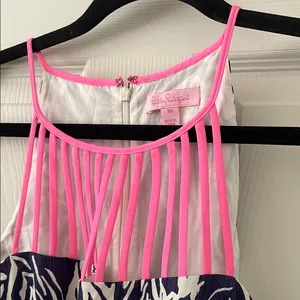 Lilly Pulitzer Terry Shift in Entourage Bright Navy Pink Zebra Safari Size 10 thumbnail 6