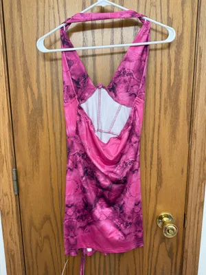 NWT Pink/Purple Mini Ruched Dress US M thumbnail 4