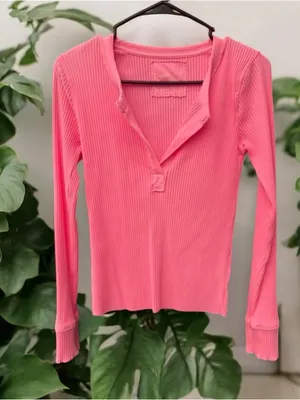 Aerie Ribbed V-Neck Henley Small thumbnail 2