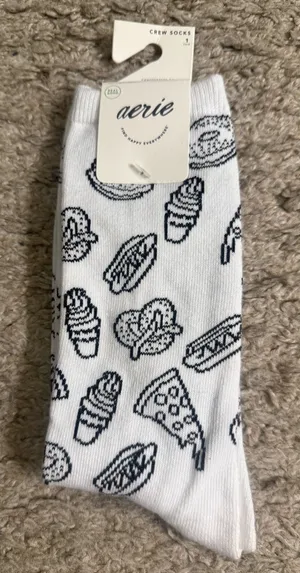 Aerie White NYC New York Iconic Snack Foods Crew Socks thumbnail 1