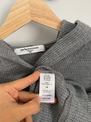 Perfectwhitetee XS Grey Waffle Knit Hoodie Pullover Comfy‎ Lounge thumbnail 3