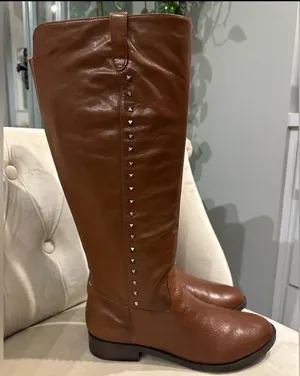 Marc Fisher Secrit studded zippered wide calf leather boots Color Cognac Size 9 thumbnail 1