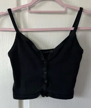 Brandy Melville Black button up crop cami thumbnail 1