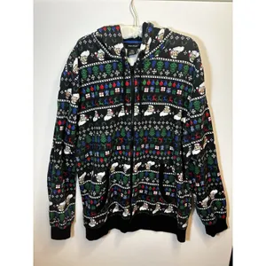 Old River Christmas Santa Fair Isle Sherpa Lined Zip Hoodie Jacket XXL Cozy Warm thumbnail 14