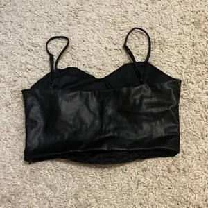 ZARA Faux Leather Black Cropped Tank Size Large thumbnail 3