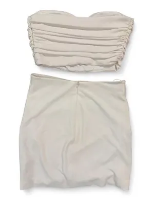 Zara Two Piece White Strapless Set Bottom Large Top Medium thumbnail 3