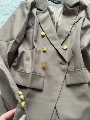 Tailored High-Waist Straight-Leg Pantsuit in Brown (Size Brown) thumbnail 6