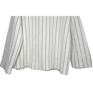 NWT Zara Boxy Oversized Striped Soft Quilted Long Sleeve Sweater M White Black thumbnail 6