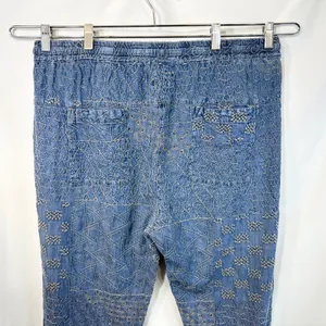 Johnny Was Biya Large Pants Blue Embroidered Chambray Lyocell Jogger Boho 1394 thumbnail 11