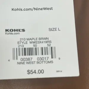 Nine West Brown Faux Leather Pull On Pant Size Large New MSRP $54 thumbnail 6