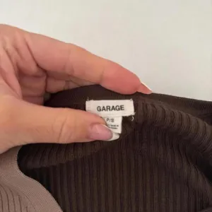 Garage Women’s Button Down Knit Crop Top in Beige & Brown, Small thumbnail 7