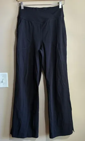 Crossover Waist Wide Leg Yoga Pants M Black Womens High Rise Pocket thumbnail 1