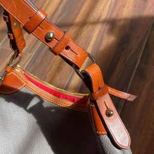 Dooney and Bourke Taupe Elephant Gray Pebbled Leather Shoulder Bag thumbnail 4