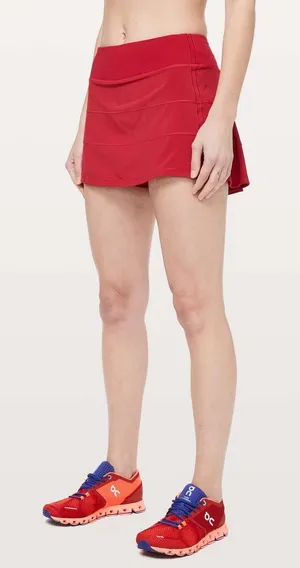 Lululemon Pace Rival Athletic Woman’s Red Pleated Activewear Skort Size 2 thumbnail 1