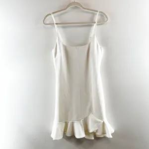 Hello Molly Ruffle Hem Sleeveless Mini Dress White Medium thumbnail 2
