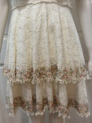 Farm Rio Cotton Beaded Eyelet Mini Dress Size small thumbnail 7
