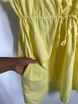 Free People Free-est Flaunt It Yellow Puff Sleeve Mini Dress Size L thumbnail 5