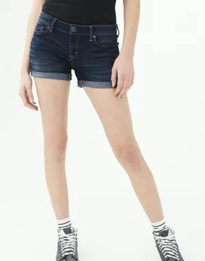 AEROPOSTALE Dark‎ Blue Wash Cuffed Denim Midi Shorts Size 2 Classic Summer thumbnail 1