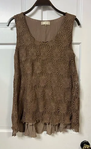 Altar'd State Brown Crochet Overlay Camisole thumbnail 1