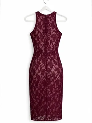 love, Fire Burgundy Sleeveless Lace Bodycon Mini Dress thumbnail 7