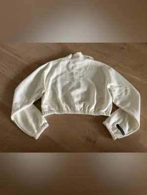 Adidas Cropped Half-Zip Sweatshirt cream size XL NWT thumbnail 11