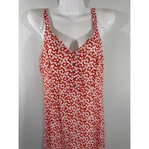 Lulus‎ Red Floral Daisy Ruffle Midi Dress Women Small Cottagecore Boho Romantic thumbnail 3