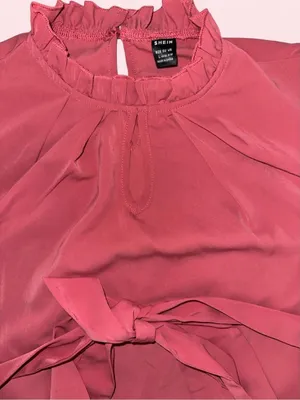 SHEIN Maternity Coral Pink/Salmon Tie-Front Belt Blouse thumbnail 4
