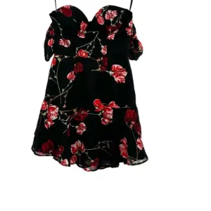 White Fox Boutique Monte Carlo Mini Dress Black‎ Red Floral Size XS thumbnail 3