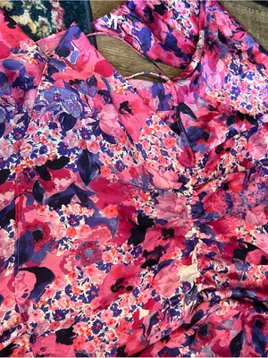 Zara purple and pink printed dress thumbnail 6