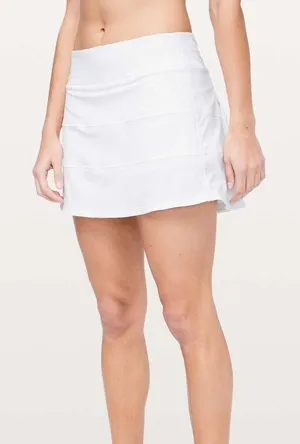 Lululemon Pace Rival Mid Rise Skort Size 10 Long White Tennis Running Pockets thumbnail 1