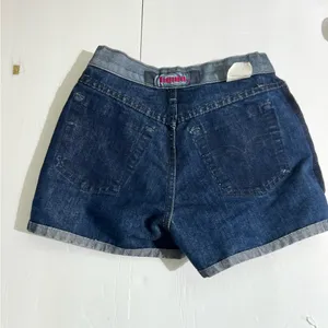 Liquid X Vintage Acid Wash Denim Shorts Red Pocket Embroidery Size 0 thumbnail 9