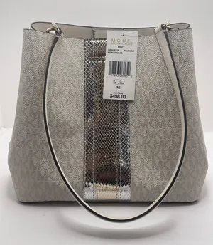Michael Kors Pratt Medium Bucket Shoulder Bag Tote Pale Gold MK Logo Purse NWT thumbnail 1