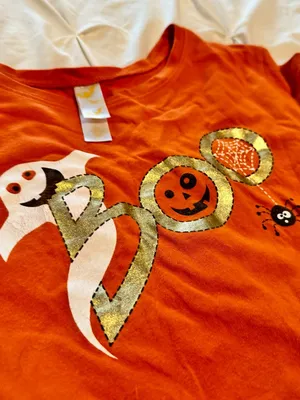 Orange Halloween "BOO" Graphic T-Shirt | Adult Size Large thumbnail 3