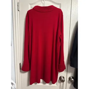 Chicos Red Tunic Sweater Side Slit Winter Holiday Office Minimalist Preppy thumbnail 3