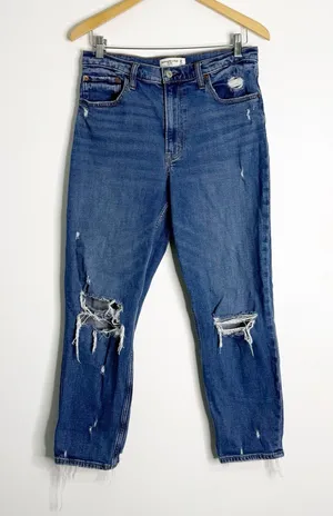 Abercrombie & Fitch The Mom High Rise Distressed Jeans Size 10/30 thumbnail 1