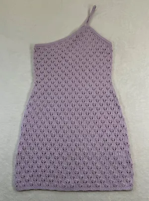 For Love &‎ Lemons Purple One Shoulder Pointelle Knit Mini Dress Small NWT thumbnail 1