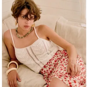 Sézane White Georgia Crochet Camisole Top Size Small thumbnail 2