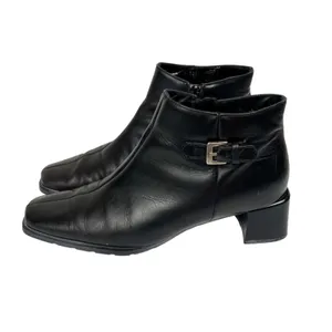 Vintage Ecco Black‎ Leather Square Toe Ankle Boots Booties Size 7 thumbnail 4