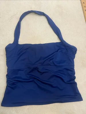 REORIA Blue Stretchy Cropped Halter Top Summer Sleeveless Y2K Size Large thumbnail 3