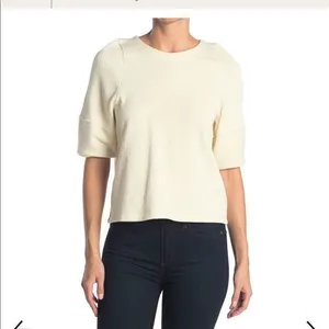 🎀 3/$20 Madewell women’s XXS textured‎ jacquard button back cream top thumbnail 2