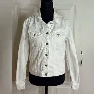 J. Crew Classic White Jean Jacket size Small 100%cotton sold out online thumbnail 2